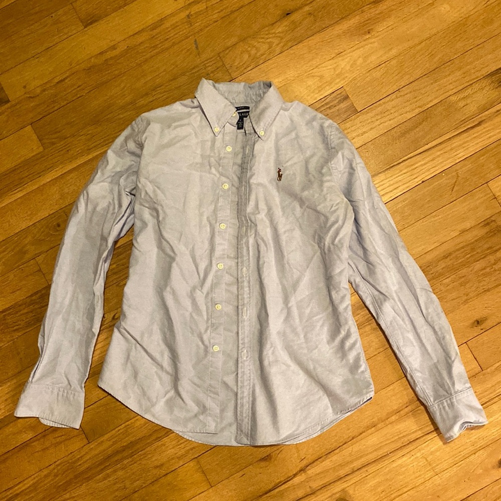 Classic vintage Ralph Lauren chambray button-up shirt, slim fit